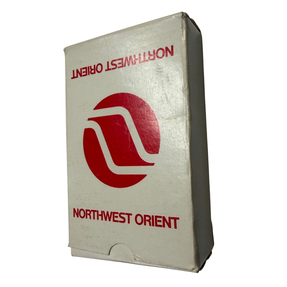 Vintage Northwest Orient Airlines Playing Cards Deck Red Logo Aviation Ephemera